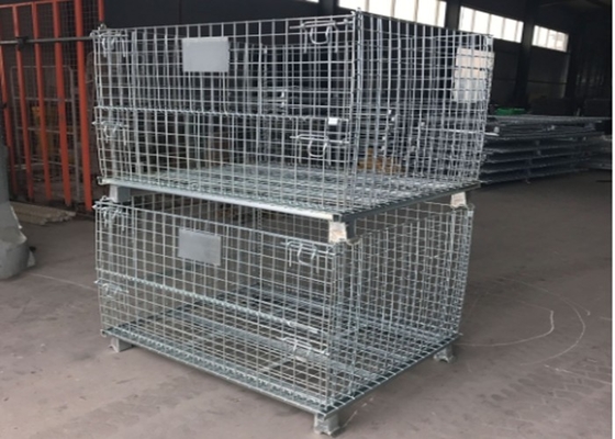Stackable βιομηχανικά εμπορευματοκιβώτια ντυμένο σκόνη ISO9001 πλέγματος καλωδίων εγκεκριμένα