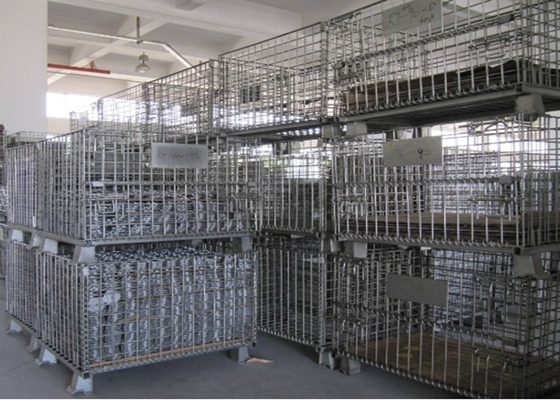 Stackable βιομηχανικά εμπορευματοκιβώτια ντυμένο σκόνη ISO9001 πλέγματος καλωδίων εγκεκριμένα